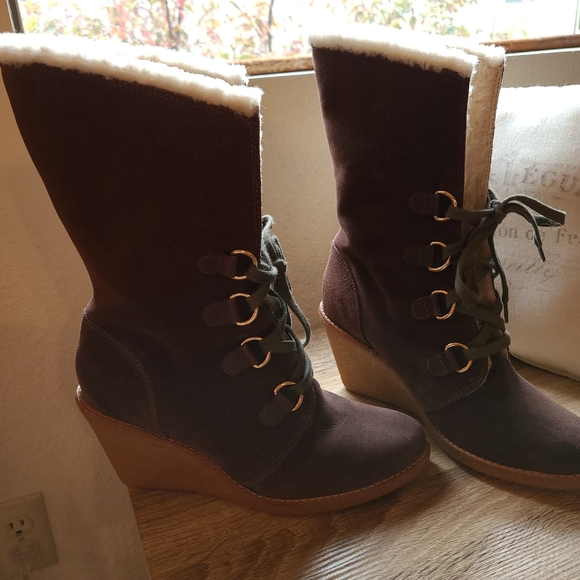 Cole Haan Leather/Suede Upper Bootie Wedge - Picture 3 of 7